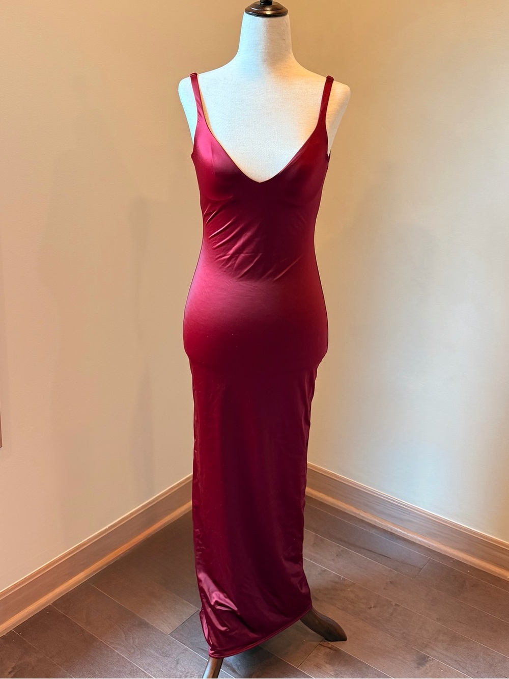 Victoria's Secret Burgundy Satin Maxi Slip Dress